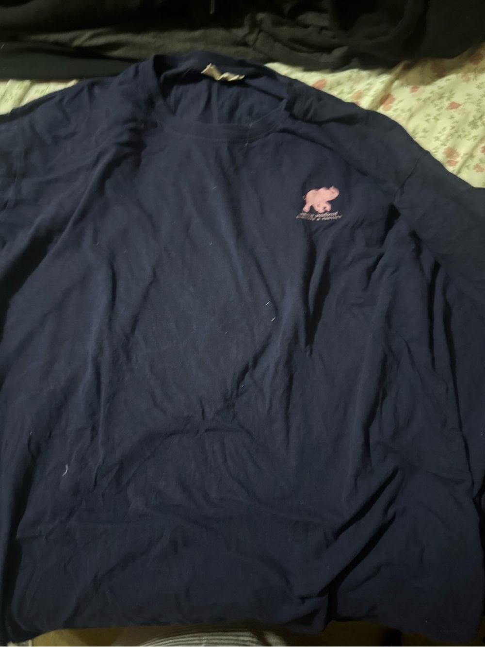 Simply Southern Navy Long Sleeve Tee with Pink Elephant Logo